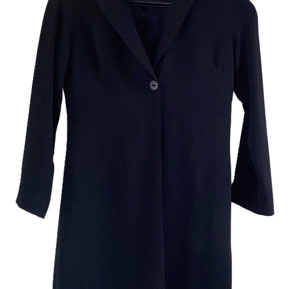 Mica Woman Black Coat Size 4 Shell 100% Polyester Lining 100% Acetate - L 35" - Picture 4 of 6